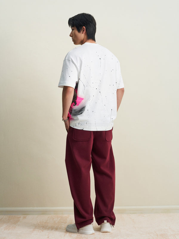 中国の書道が埋め込まれたオーバーサイズTシャツ