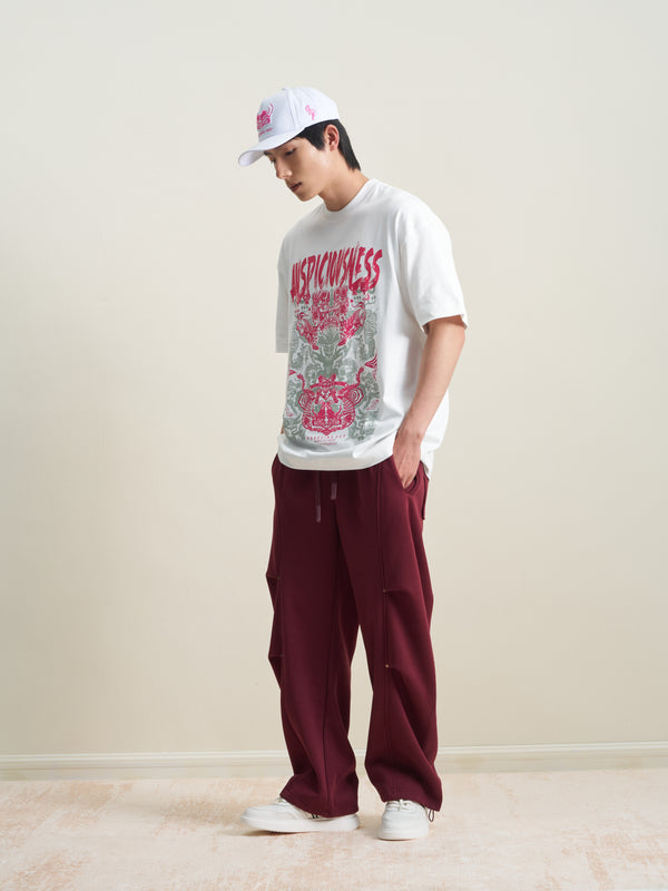 神話の生き物が刺繍されたコットンツイルのベースボールキャップ