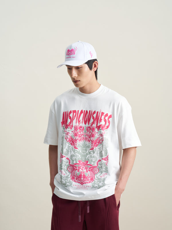 神話の生き物が刺繍されたコットンツイルのベースボールキャップ