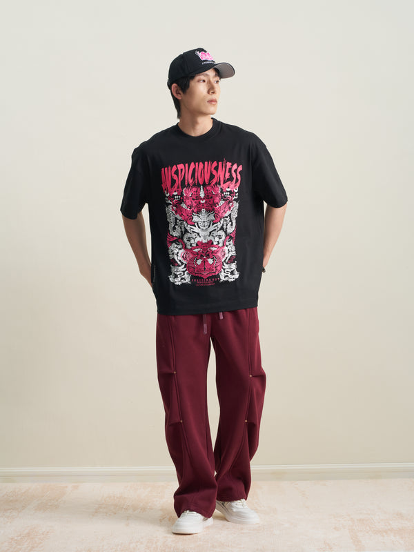 神話の生き物が刺繍されたコットンツイルのベースボールキャップ