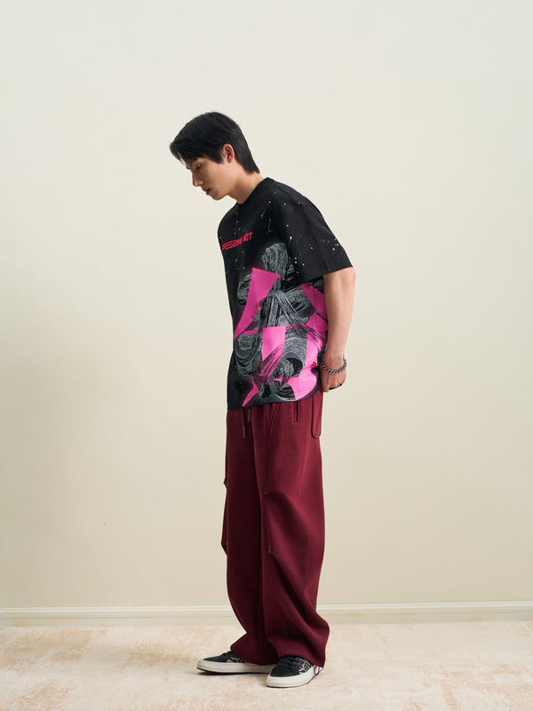 中国の書道が埋め込まれたオーバーサイズTシャツ