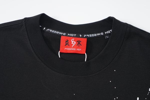 中国の書道が埋め込まれたオーバーサイズTシャツ