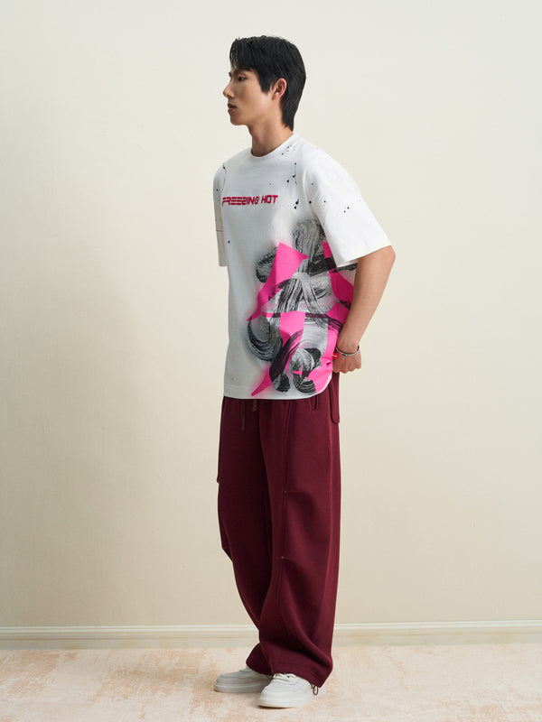 Chinese calligraphy embed oversized T-shirt