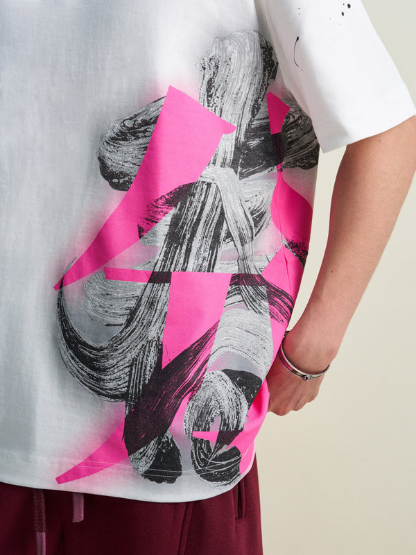 Chinese calligraphy embed oversized T-shirt